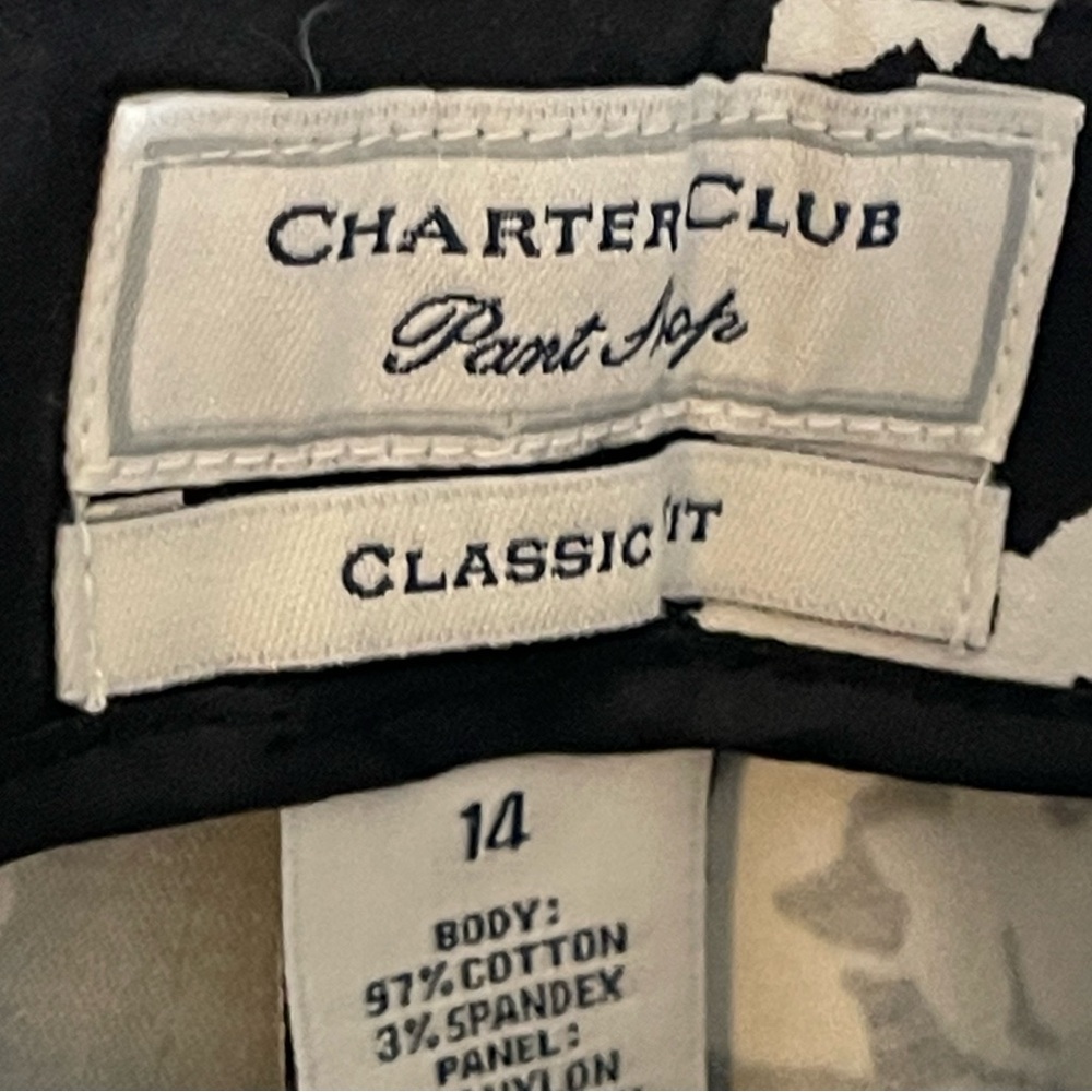 NWT: CHARTER CLUB Black and White Floral Ankle Pants Side Zipper Size 14 - Picture 5 of 8